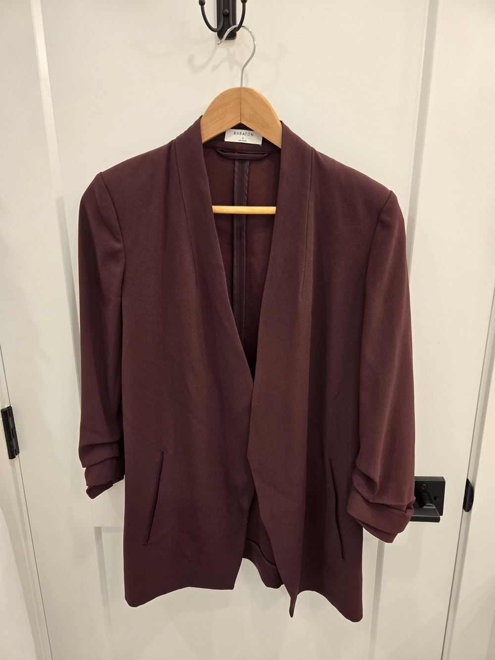 Perfect For Fall! Babaton Open-Front Power Blazer in Deep Burgundy